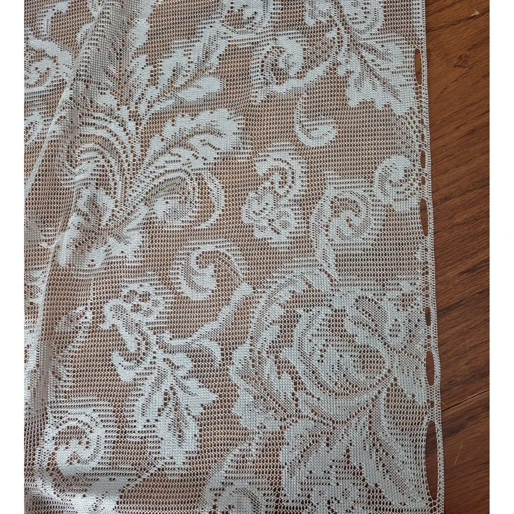 Kensington Pearl Baroque Set of 3 Vintage Damask Lace Fringe Panels  45 x 84 IN